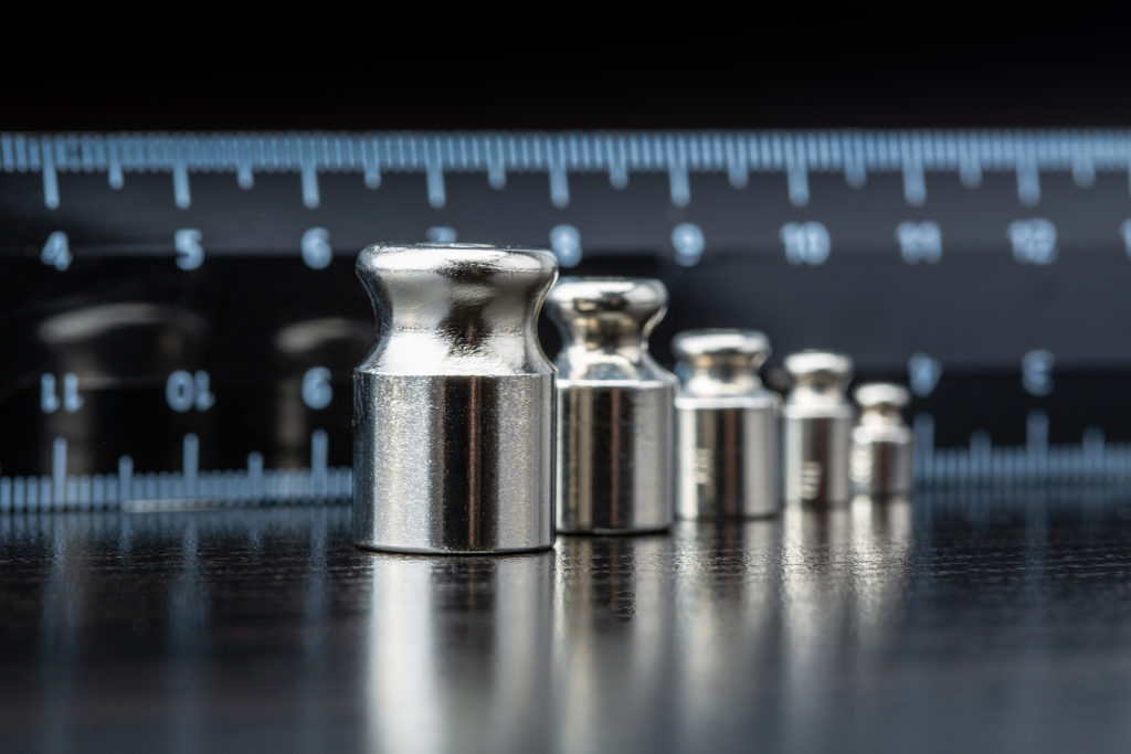 a group of metal objects sitting on top of a table