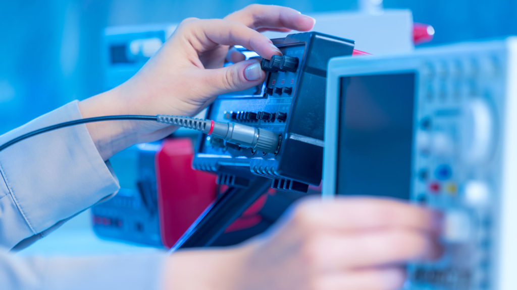 a person is working on an electrical device