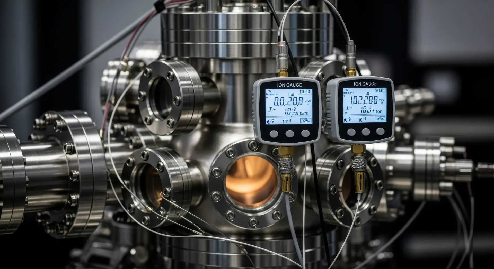 After pressure gauge calibration, a pressure gauge reads flow and vacuum pressure.